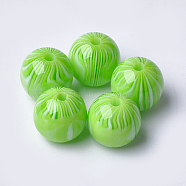 Resin Beads, Round, Lime, 12x11.5mm, Hole: 2.5mm(RESI-S372-12mm-02E)