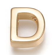 Brass Charms, Long-Lasting Plated, Letter, Letter.D, D: 8.5x7.5x3mm, Hole: 1.4mm(X-ZIRC-I037-01D-G)