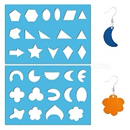 Acrylic Earring Handwork Template, Card Leather Cutting Stencils, Deep Sky Blue, Triangle/Flower/Star, Mixed Shapes, 130x90x2mm, 2pcs/set(DIY-WH0359-087)