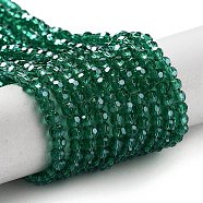 Electroplate Transparent Glass Beads Strands, Faceted(32 Facets), Round, Pearl Luster Plated, Sea Green, 3mm, Hole: 0.8mm, about 164~166pcs/strand, 19.69~19.88 inch(50~50.5cm)(EGLA-A035-T3mm-A18)