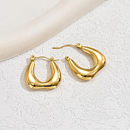 Stainless Steel Thick Hoop Earrings, for Women, Real 18K Gold Plated, 20x20mm(CU4807-1)