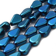 Glass Beads Strands, Teardrop, Steel Blue, 11x7.5x4mm, Hole: 0.8mm, about 75~80pcs/strand, 32.28~33.86 inch(82~86cm)(GLAA-G104-03B)