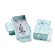 Cardboard Paper Necklace Boxes, Necklace Gift Case with Sponge Inside and Bowknot, Rectangle, Cyan, 5.2x8.2x3cm(CON-G021-01A-03)