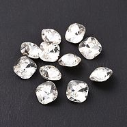 Glass Rhinestone Cabochons, Pointed Back & Silver Back Plated, Random Back Color, Square, Crystal, 8x8x5mm(GGLA-P002-05A-01)