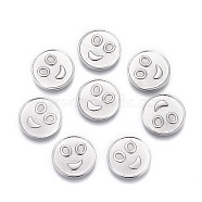 304 Stainless Steel Cabochons, Filling Material for Epoxy Resin Craft Art, Flat Round with Smile Face, Stainless Steel Color, 8.5x1mm(STAS-P245-12P)