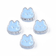 Transparent Acrylic Beads, with Enamel, Rabbit, Light Sky Blue, 18x19x8mm, Hole: 3mm(ACRC-S039-02A)