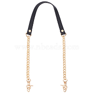 Cowhide Leather Bag Handles, with Alloy Swivel Clasps, Iron Chain & D Clasps, for Bag Replacement Accessories, Black, 60x1.3x0.8cm(FIND-WH0090-27)