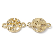 Alloy Connector Charms, Tree of Life Links, with Crystal Rhinestones, Golden, 10.5x16x2mm, Hole: 1.6mm(FIND-A024-02G)