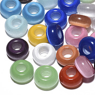 Cat Eye European Beads, Large Hole Beads, Rondelle, Mixed Color, 14x7mm, Hole: 5~6mm(G-S359-071-M)