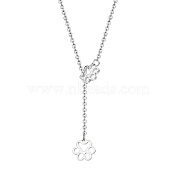 Stainless Steel Lariat Necklaces, Dog Paw Print, Stainless Steel Color, 27.56 inch(70cm)(PX8402-2)