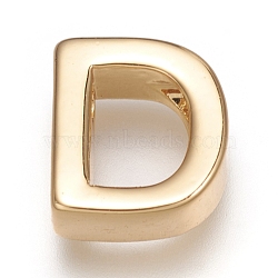 Brass Charms, Long-Lasting Plated, Real 18K Gold Plated, Letter.D, D: 8.5x7.5x3mm, Hole: 1.4mm(X-ZIRC-I037-01D-G)