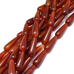 Natural Carnelian Beads Strands, Waterdrop, 30x10mm, Hole: 1.4mm, about 13pcs/strand, 15.75''(40cm)(G-E576-43)