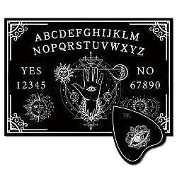 Pendulum Dowsing Divination Board Set, Wooden Spirit Board Black Talking Board Game for Spirit Hunt Birthday Party Supplies with Planchette, Eye Pattern, 300x210x5mm, 2pcs/set(DJEW-WH0324-029)