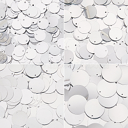 80G 4 Styles Plastic Paillette Pendants, Flat Round Charms, Ornament Accessories, Silver, 10~25x0.3mm, Hole: 1.2~1.5mm, 20g/style(FIND-SC0023-19)