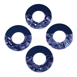 Translucent Cellulose Acetate(Resin) Pendants, Two Tone, Donut, Marine Blue, 46x2.5mm, Hole: 1.4mm(KY-T040-49A)