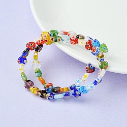 Heart Handmade Millefiori Glass Beads Strands, Mixed Color, 8x8x3mm, Hole: 0.5mm, about 48pcs/strand(LK-YW0001-07)