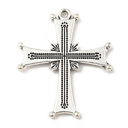 Tibetan Style Alloy Pendants, Cross, Antique Silver, 34x27x2mm, Hole: 1.6mm, 231pcs/500g(PALLOY-P293-174)