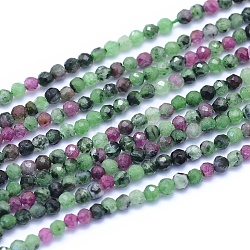 Natural Ruby in Zoisite Beads Strands, Faceted, Round, 2mm, Hole: 0.6mm, about 212pcs/strand, 15.75 inch(40cm)(G-I279-E02-01)