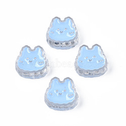 Transparent Acrylic Beads, with Enamel, Rabbit, Light Sky Blue, 18x19x8mm, Hole: 3mm(ACRC-S039-02A)