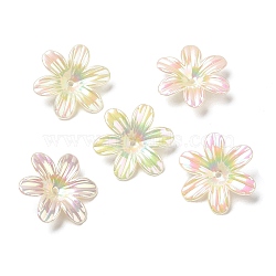 ABS Plastic Imitation Pearl Bead Caps, AB Color, 5-Petal Flower, Cornsilk, 26x23x7mm, Hole: 1mm(OACR-A020-04)