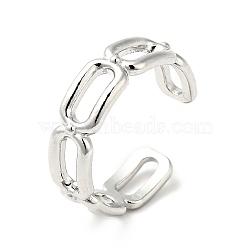 Non-Tarnish 304 Stainless Steel Oval Open Cuff Ring, Hollow Ring for Men Women, Stainless Steel Color, US Size 9(18.9mm)(RJEW-I085-01P)