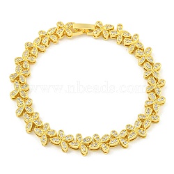 Rack Plating Brass Pave Cubic Zirconia Butterfly Link Bracelets for Women, Long-Lasting Plated, Real 18K Gold Plated, Clear, 7-3/8 inch(18.6cm)(BJEW-B110-05G-03)