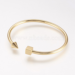 Brass Cuff Bangle, Real 18K Gold Plated, 2 inchx2-1/4 inch(51x57mm)(X-BJEW-P168-B30)