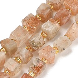 Natural Quartz Beads Strands, Cube, with Seed Beads, 5~6.5x5~6.5x5~6.5mm, Hole: 0.8~1mm, about 47~50pcs/strand, 15.04~15.43''(38.2~39.2cm)(G-G053-B16-02)