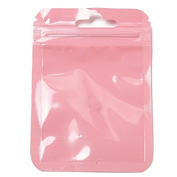 Rectangle Plastic Yin-Yang Zip Lock Bags, Resealable Packaging Bags, Self Seal Bag, Pearl Pink, 10x7x0.02cm, Unilateral Thickness: 2.5 Mil(0.065mm)