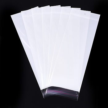 Pearl Film Cellophane Bags, OPP Material, Self-Adhesive Sealing, with Hang Hole, Rectangle, White, 26~27x15cm, Unilateral Thickness: 0.045mm, Inner Measure: 21~22.5x15cm