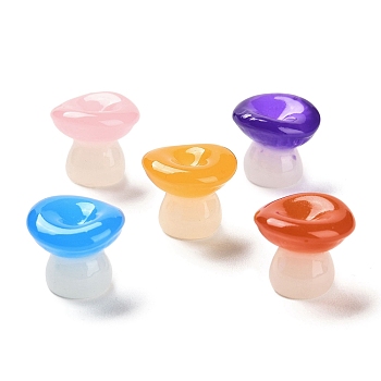 Luminous Resin Mushroom Ornament, Glow in the Dark Mushroom for Desk Decoration, Mixed Color, 13x14~15x14~14.5mm