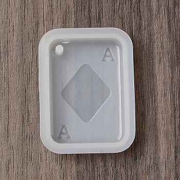 Playing Card Theme DIY Pendant Silicone Molds, Resin Casting Molds, for UV Resin, Epoxy Resin Craft Making, WhiteSmoke, Rhombus, 48x36x10mm, Hole: 2mm
