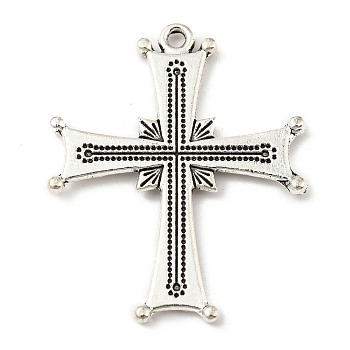 Tibetan Style Alloy Pendants, Cross, Antique Silver, 34x27x2mm, Hole: 1.6mm, 231pcs/500g