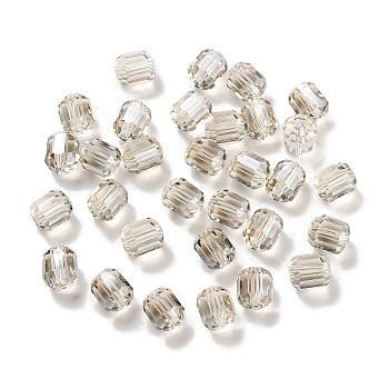 Electroplate Column Glass Beads, Pearl Luster Plated, Faceted, Wheat, 9x8mm, Hole: 1.5mm