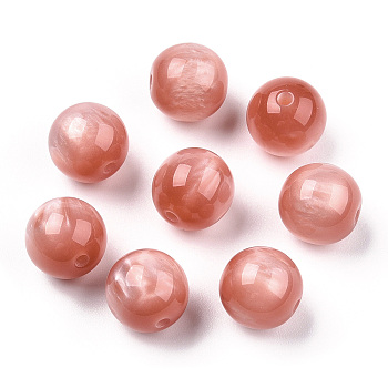 Resin Beads, Imitation Gemstone, Round, Dark Salmon, 15mm, Hole: 2~3mm