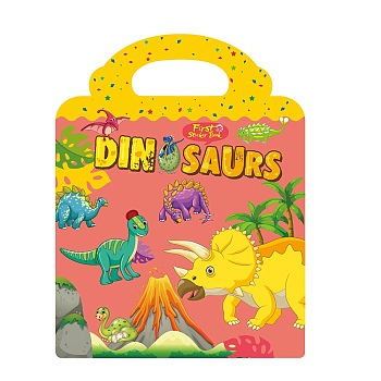 Plastic Reusable Stickers Book for Kids, Self-adhesive Cartoon Stickers Decals, Dinosaur, 302x235x2mm, Sticker: 22~42x22~37mm