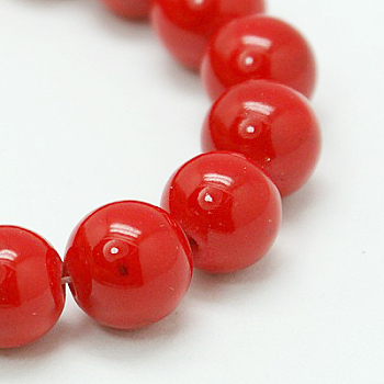 Natural Mashan Jade Round Beads Strands, Dyed, Red, 14mm, Hole: 1mm, about 30pcs/strand, 16 inch