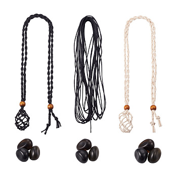 DIY Stone Beads Braided Bracelet Making Kit, Includign Waxed Cotton Thread Cords, Necklace Making, Natural Obsidian Beads, Necklace Making: 2pcs/set