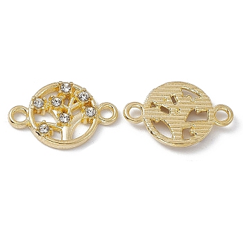 Alloy Connector Charms, Tree of Life Links, with Crystal Rhinestones, Golden, 10.5x16x2mm, Hole: 1.6mm