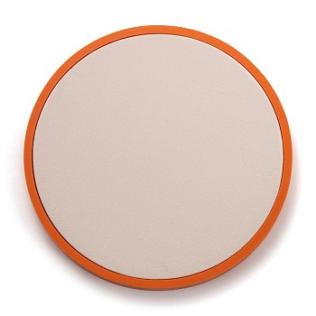 Resin Artificial Marble Jewelry Display Tray, with PU Leather, Flat Round, Antique White, 15.5x1.2cm