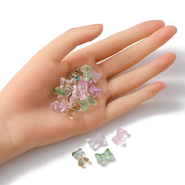 35 perles de verre transparentes peintes à la bombe(GLAA-YW0001-64)-5
