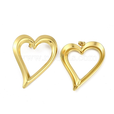 PVD Vacuum Plating 201 Stainless Steel Heart Stud Earrings for Women(EJEW-F345-07G)-2