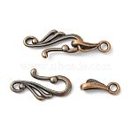Tibetan Style Hook and Eye Clasps, Lead Free & Cadmium Free, Red Copper, Toggle: 12mm wide, 25mm long, Bar: 16mm long, hole: 3mm(RLF1157Y)