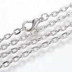 Iron Cable Chains Necklace Making, with Lobster Clasps, Unwelded, Platinum, 28.15 inch(71.5cm)~28.74 inch(73cm)(MAK-R013-70cm-P)