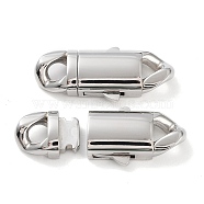 304 Stainless Steel Bayonet Clasps, Rectangle, Stainless Steel Color, 36x15.5x6.5mm, Hole: 5x5mm(STAS-M325-08P)