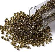 TOHO Round Seed Beads, Japanese Seed Beads, (281) Inside Color AB Topaz/Olivine Lined, 8/0, 3mm, Hole: 1mm, about 222pcs/10g(X-SEED-TR08-0281)