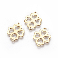 304 Stainless Steel Links connectors, Clover, Golden, 16.5x21x1mm, Hole: 1mm(X-STAS-I101-70G)