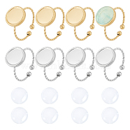 DIY Blank Dome Ring Making Kit, Including 304 Stainless Steel Open Cuff Ring Ring Settings, Half Round Glass Cabochons, Golden & Stainless Steel Color, 16Pcs/box(STAS-UN0045-05)