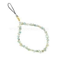 Natural Flower Amazonite Chip & CCB Plastic Round Beaded Mobile Straps, Nylon Cord Mobile Accessories Decoration, 21.5~22cm(HJEW-FZ00003)