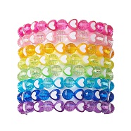 8Pcs 8mm Faceted Round & Heart Acrylic Beaded Stretch Bracelet Sets, Rainbow Color Bracelets for Women, Colorful, Inner Diameter: 2-1/4 inch(5.8cm), Bead: 8mm & 8x7mm(BJEW-JB10240-01)